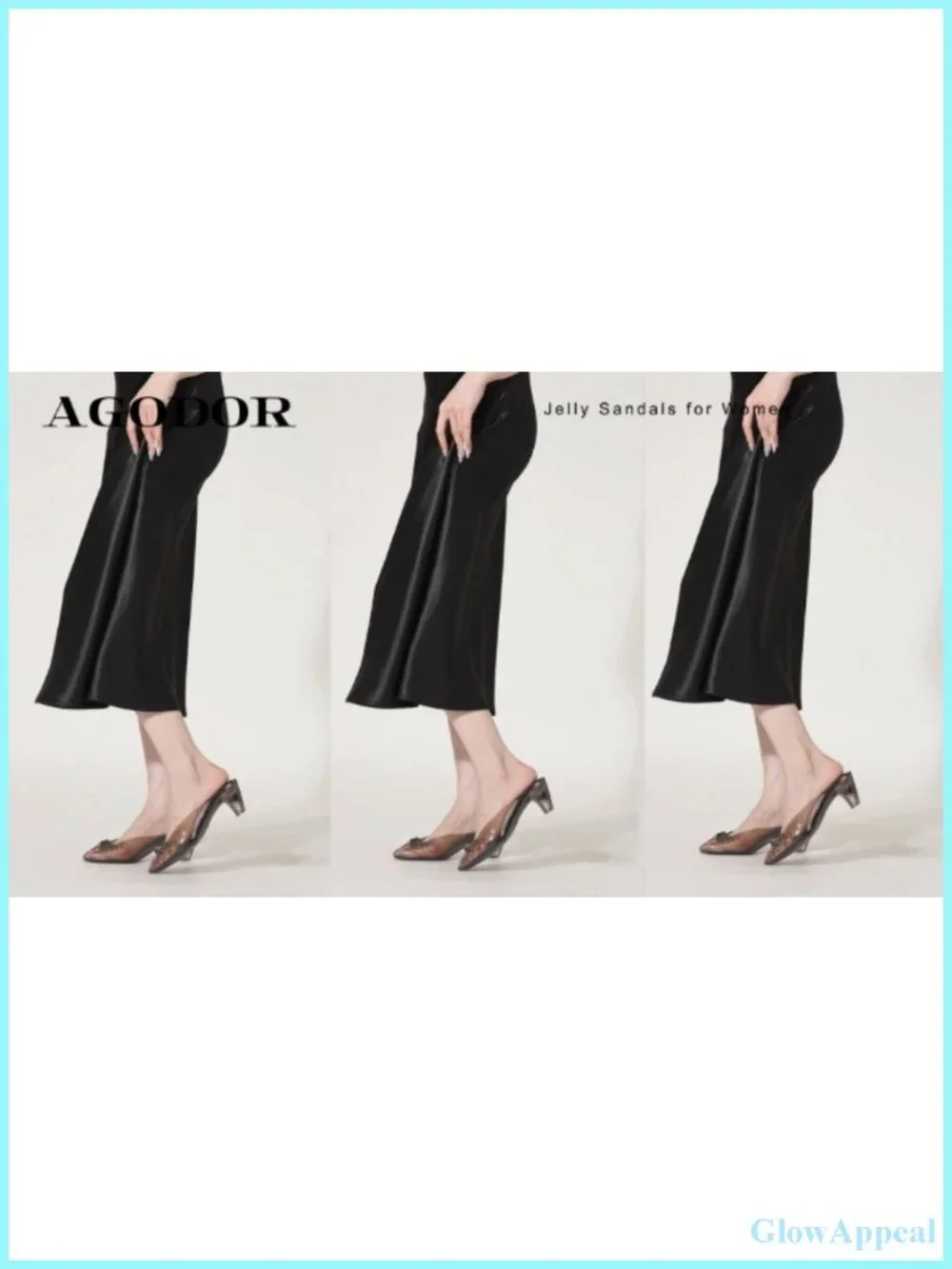 Women's Clear PVC Kitten Heel Mules Slip On Square Toe Twist Knot Jelly Sandals